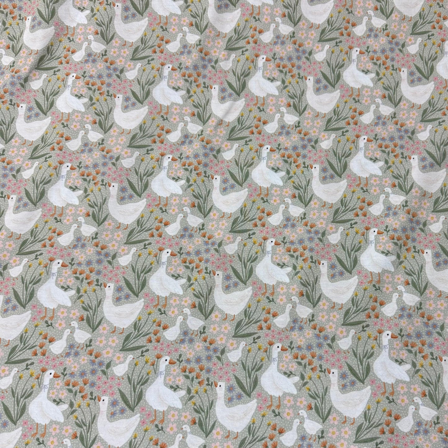 Spring Geese on Bamboo/Spandex Jersey Fabric