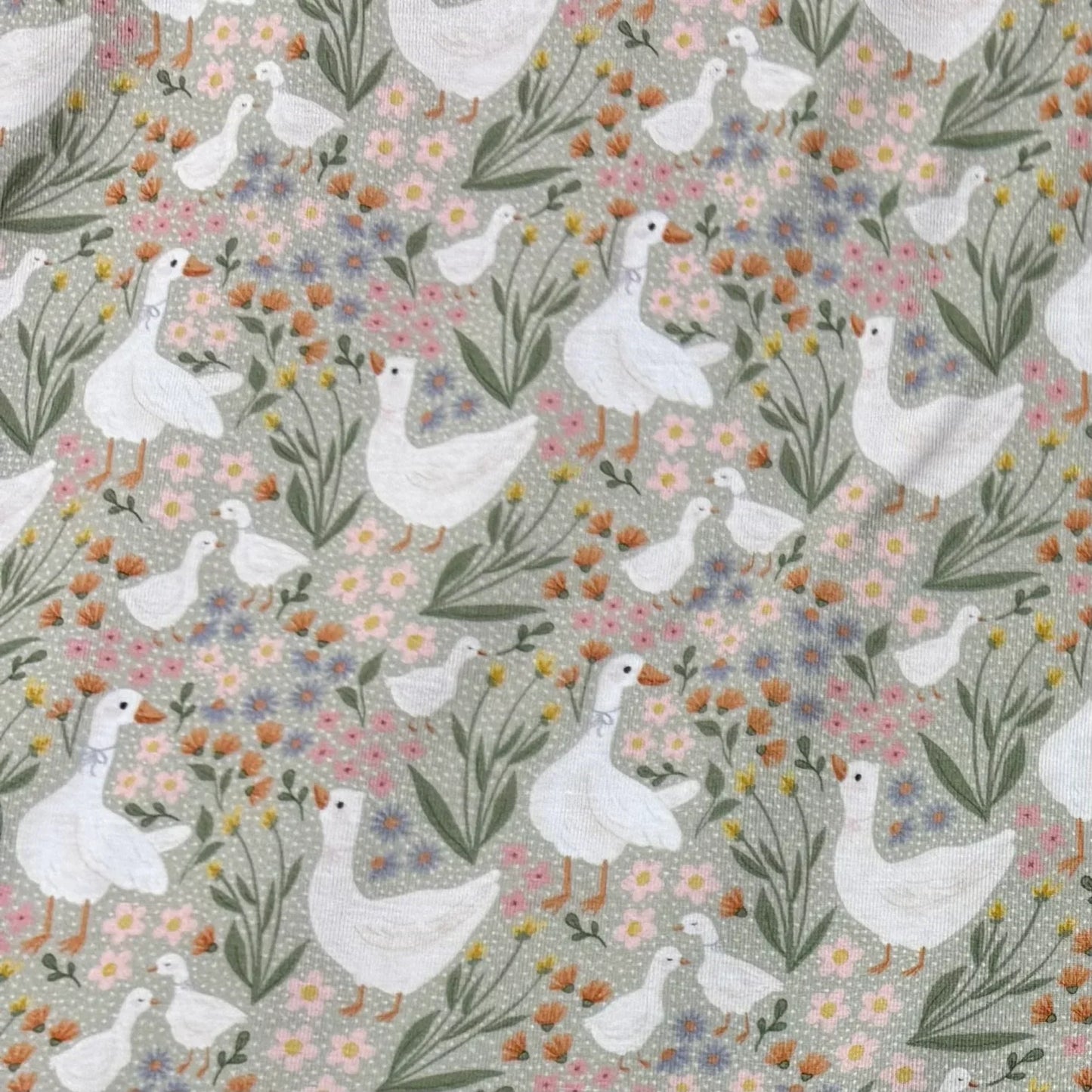 Spring Geese on Bamboo/Spandex Jersey Fabric