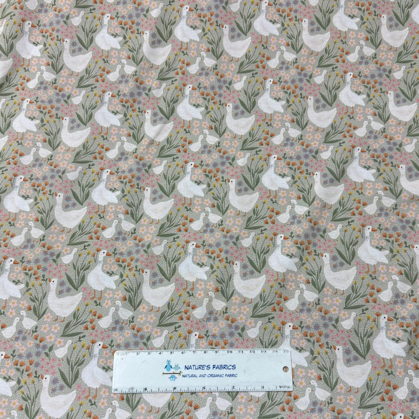 Spring Geese on Bamboo/Spandex Jersey Fabric