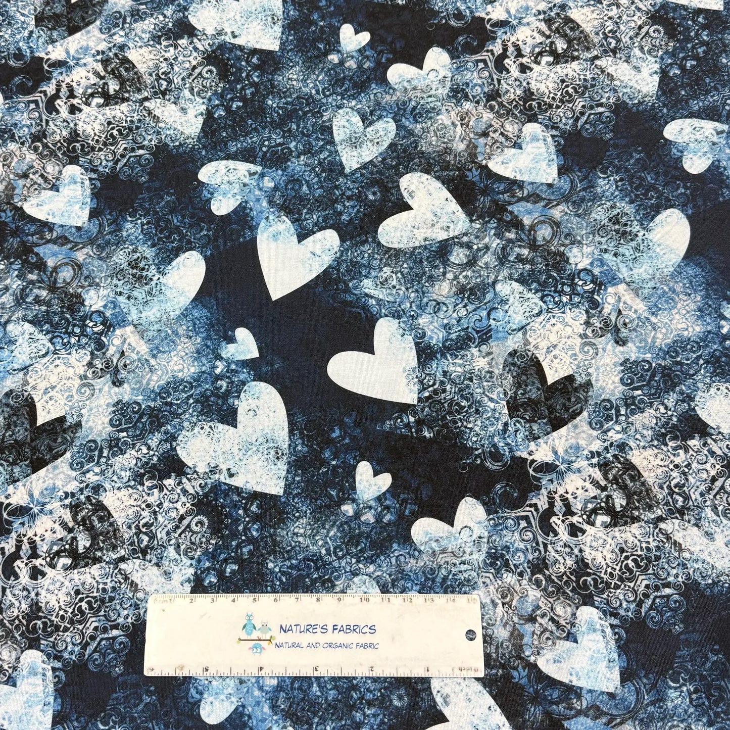 Frozen Hearts and Swirls on Bamboo/Spandex Jersey Fabric