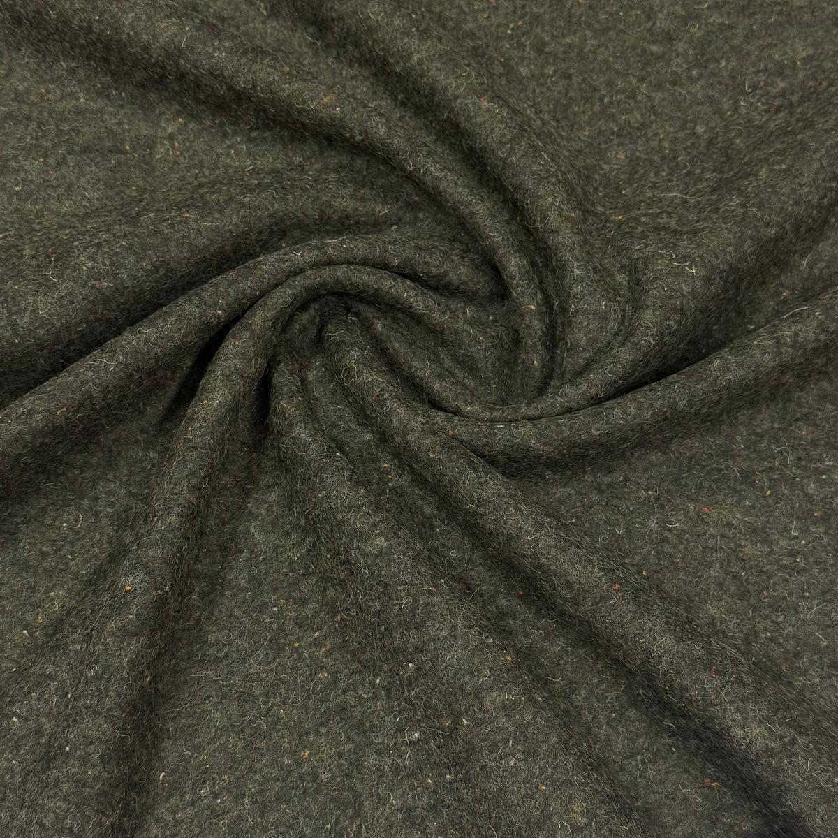 Green Heather Boiled Wool Fabric