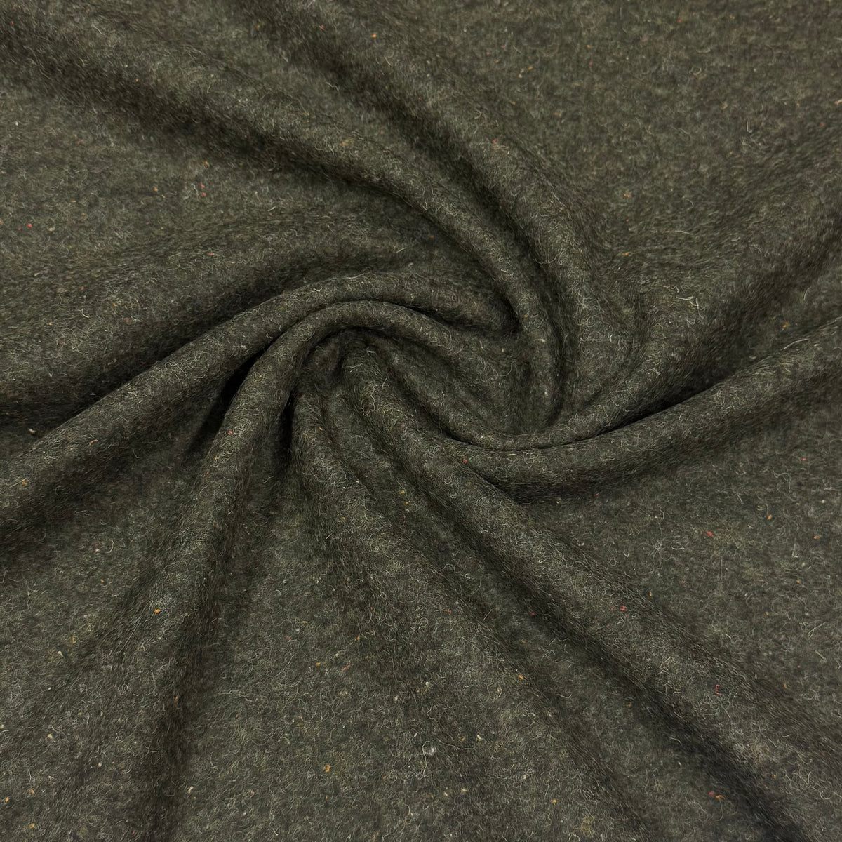 Green Heather Boiled Wool Fabric