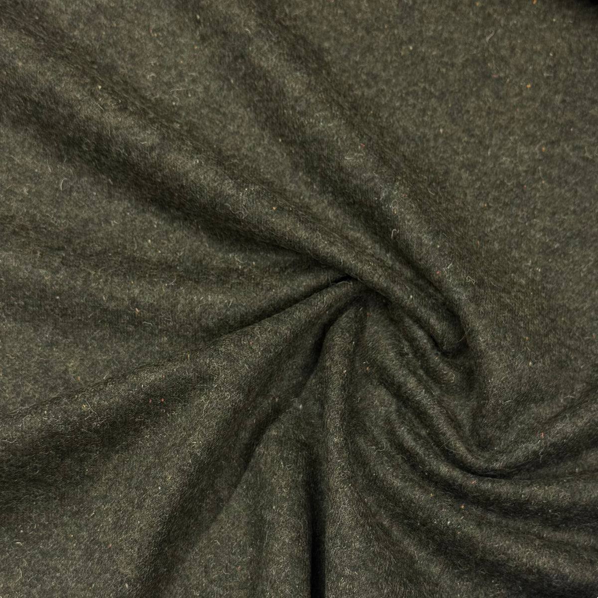 Green Heather Boiled Wool Fabric