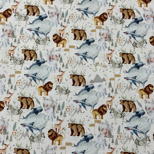 Animal Planet on Bamboo/Spandex Jersey Fabric - Nature's Fabrics