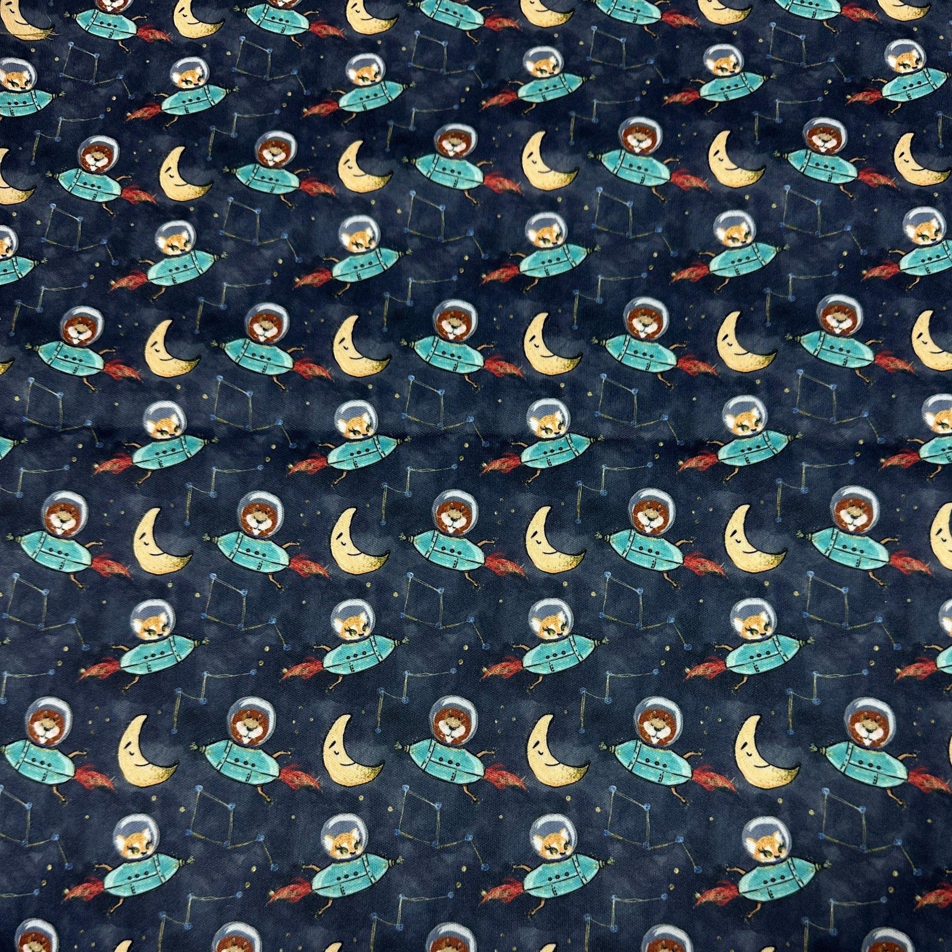Animal Space on Navy 1 mil PUL Fabric - Made in the USA - Nature's Fabrics