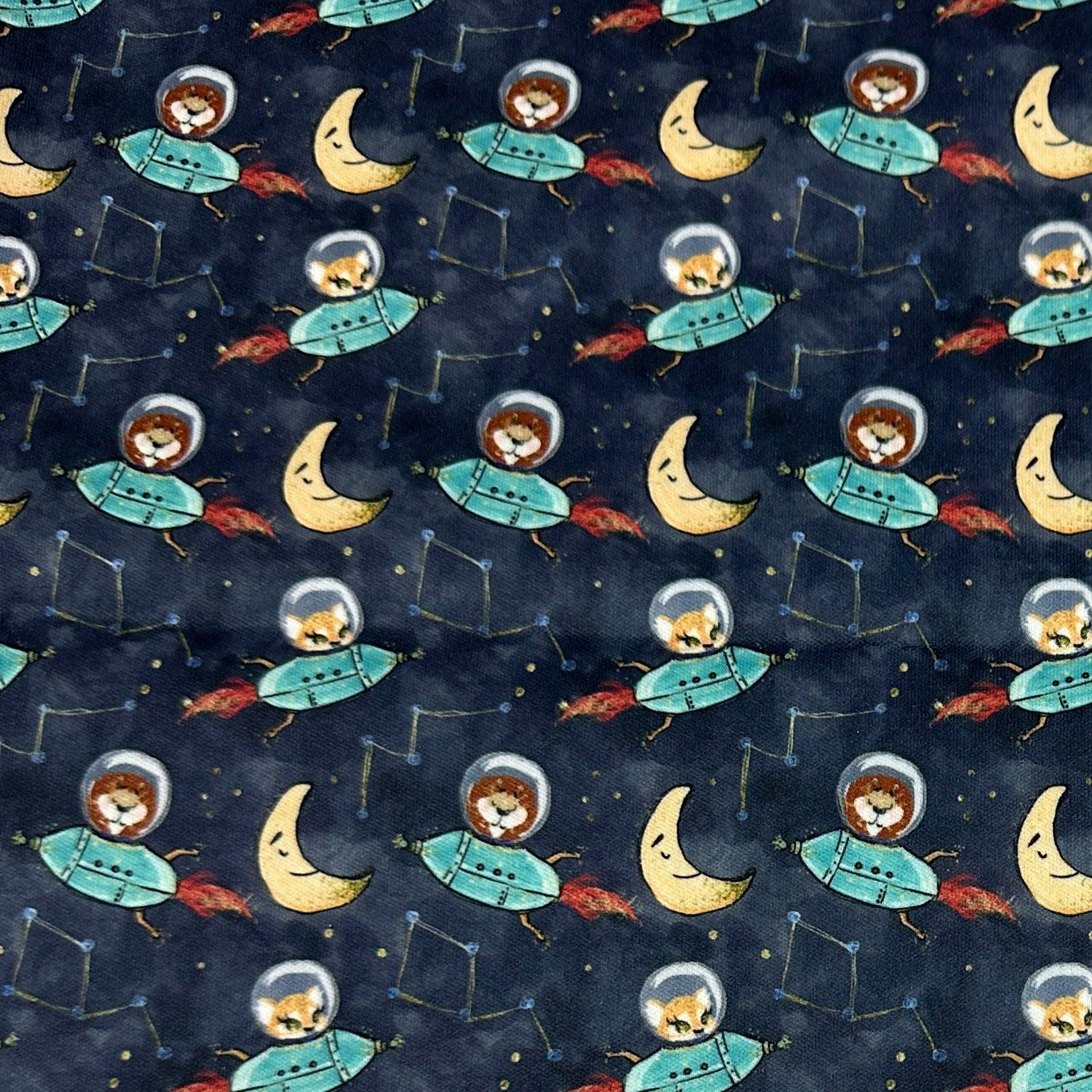 Animal Space on Navy 1 mil PUL Fabric - Made in the USA - Nature's Fabrics