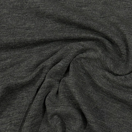 Anthracite Polyester/Lambswool Blend Rib Knit Fabric - 1x1 - Nature's Fabrics