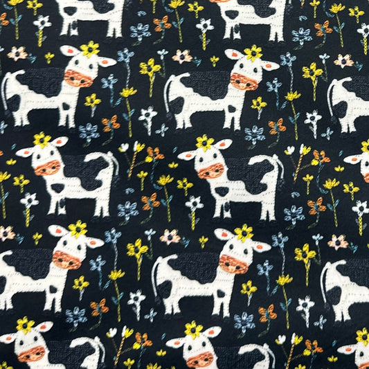 Appliqued Cows 1 mil PUL Fabric - Made in the USA - Nature's Fabrics