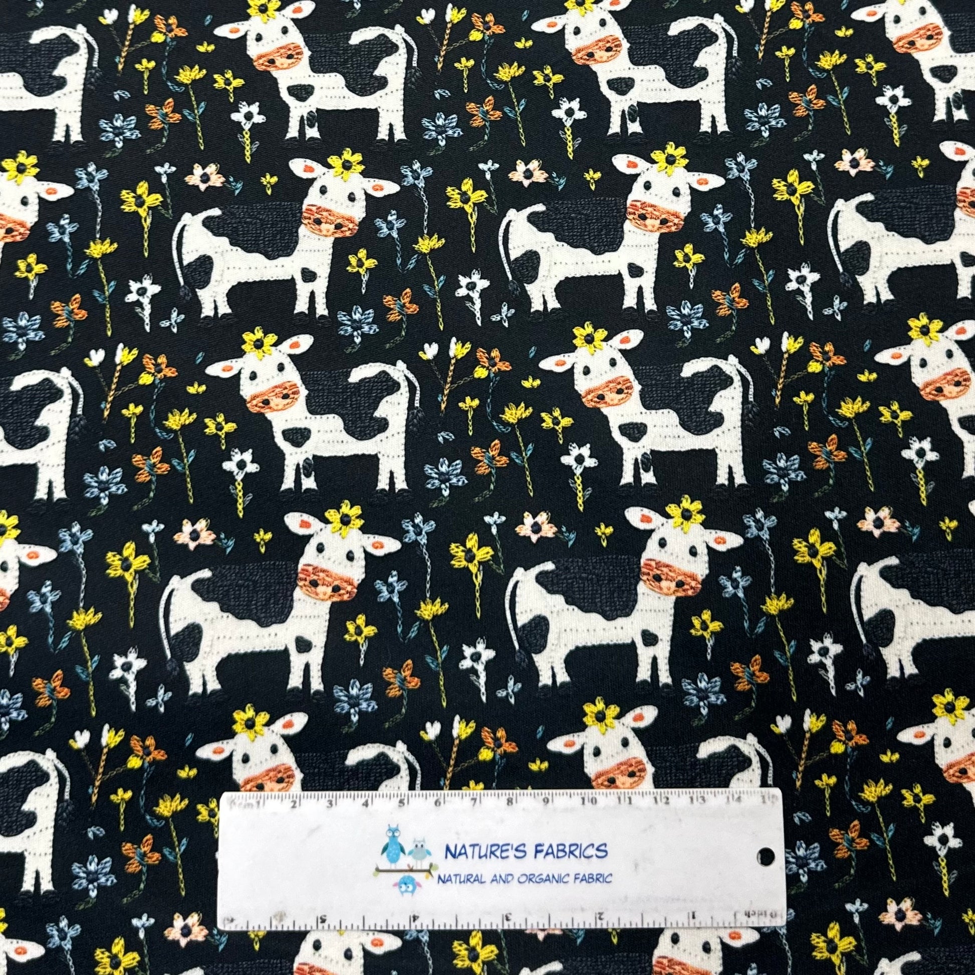 Appliqued Cows 1 mil PUL Fabric - Made in the USA - Nature's Fabrics