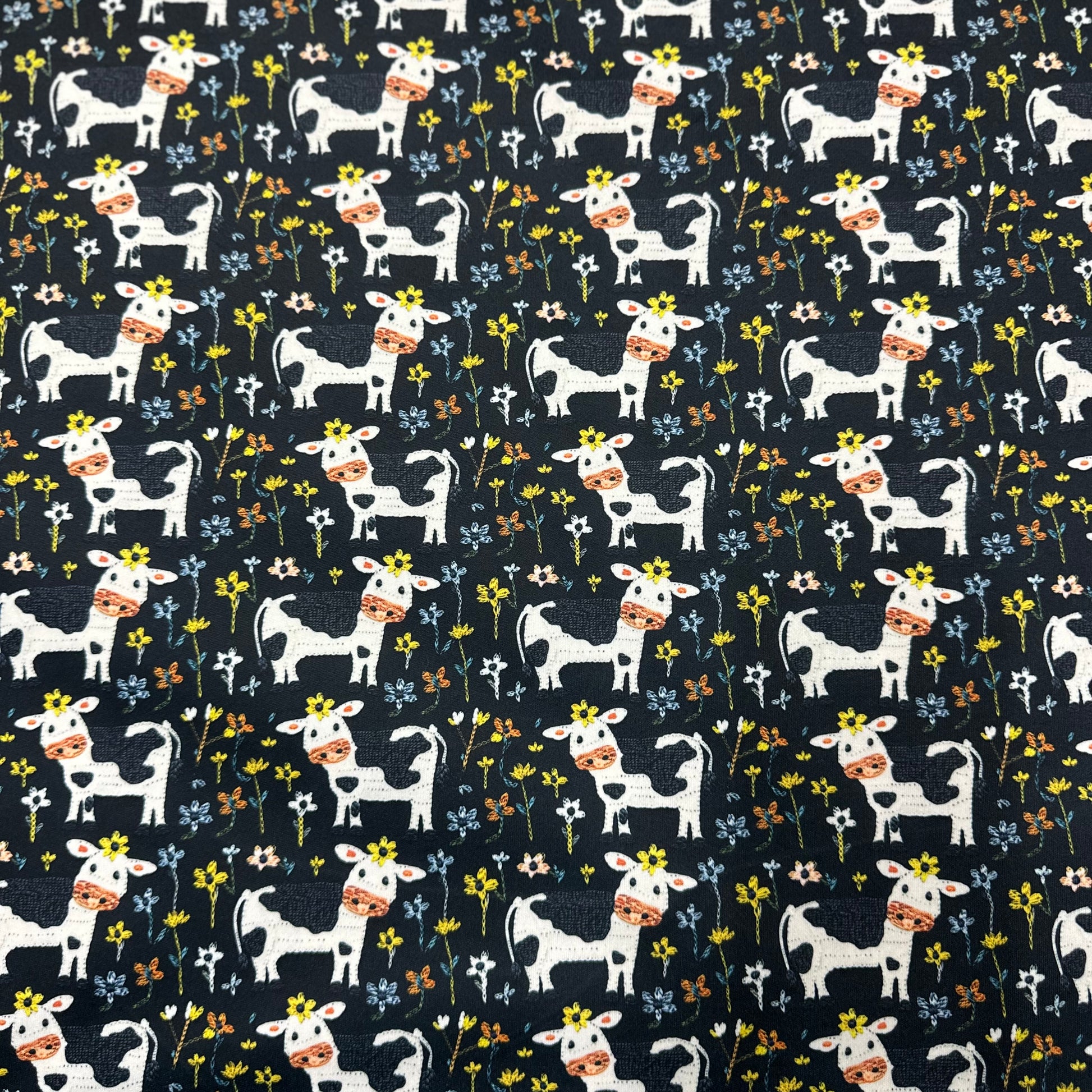 Appliqued Cows 1 mil PUL Fabric - Made in the USA - Nature's Fabrics