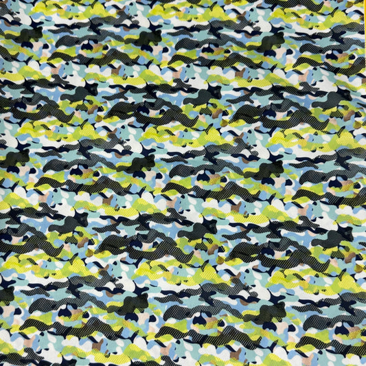 Aqua and Black Camo 1 mil PUL Fabric - Made in the USA - Nature's Fabrics