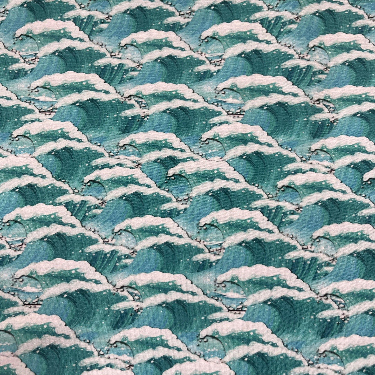 Aqua Waves on Bamboo/Spandex Jersey Fabric - Nature's Fabrics