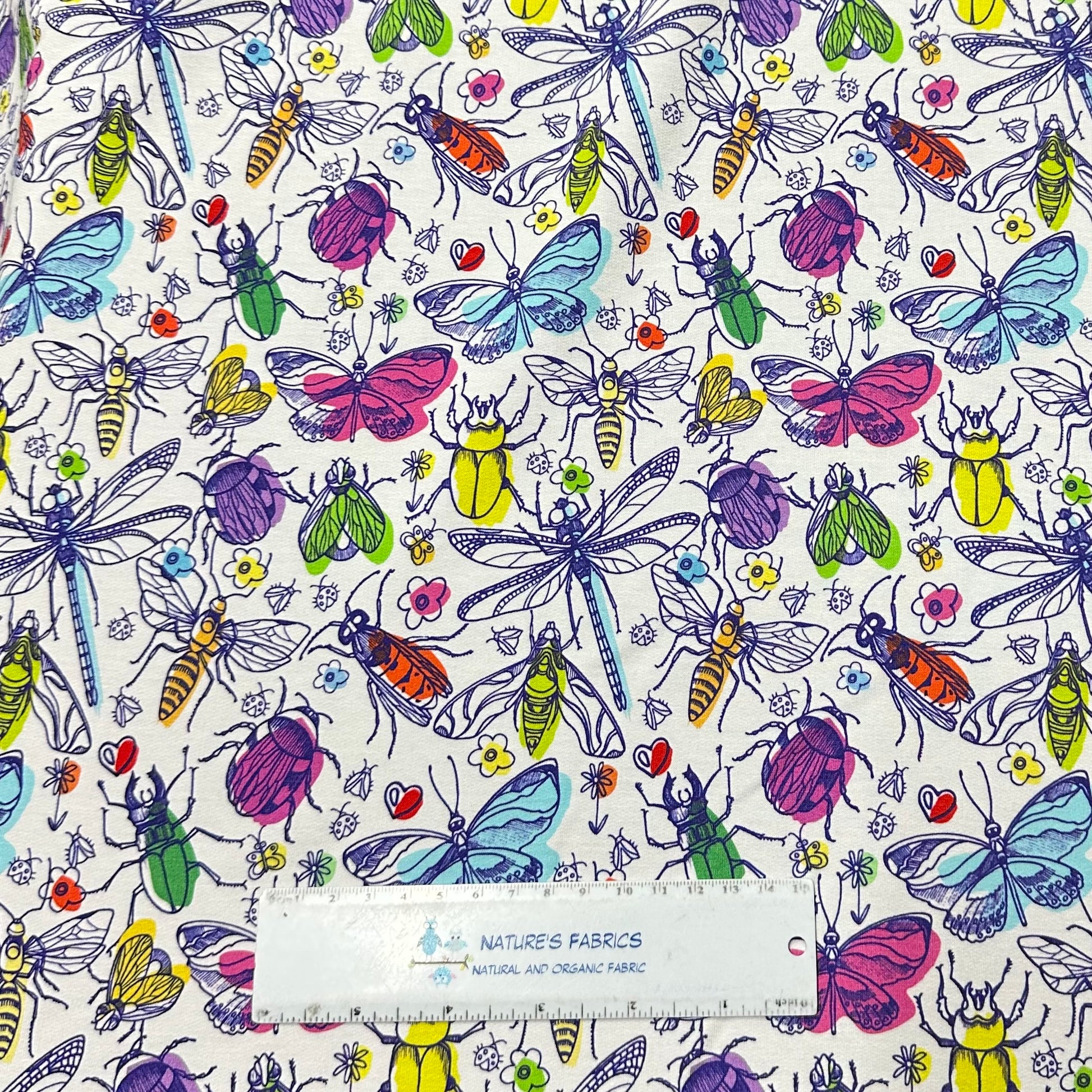 Backyard Bugs on Bamboo Stretch French Terry Fabric - Nature's Fabrics