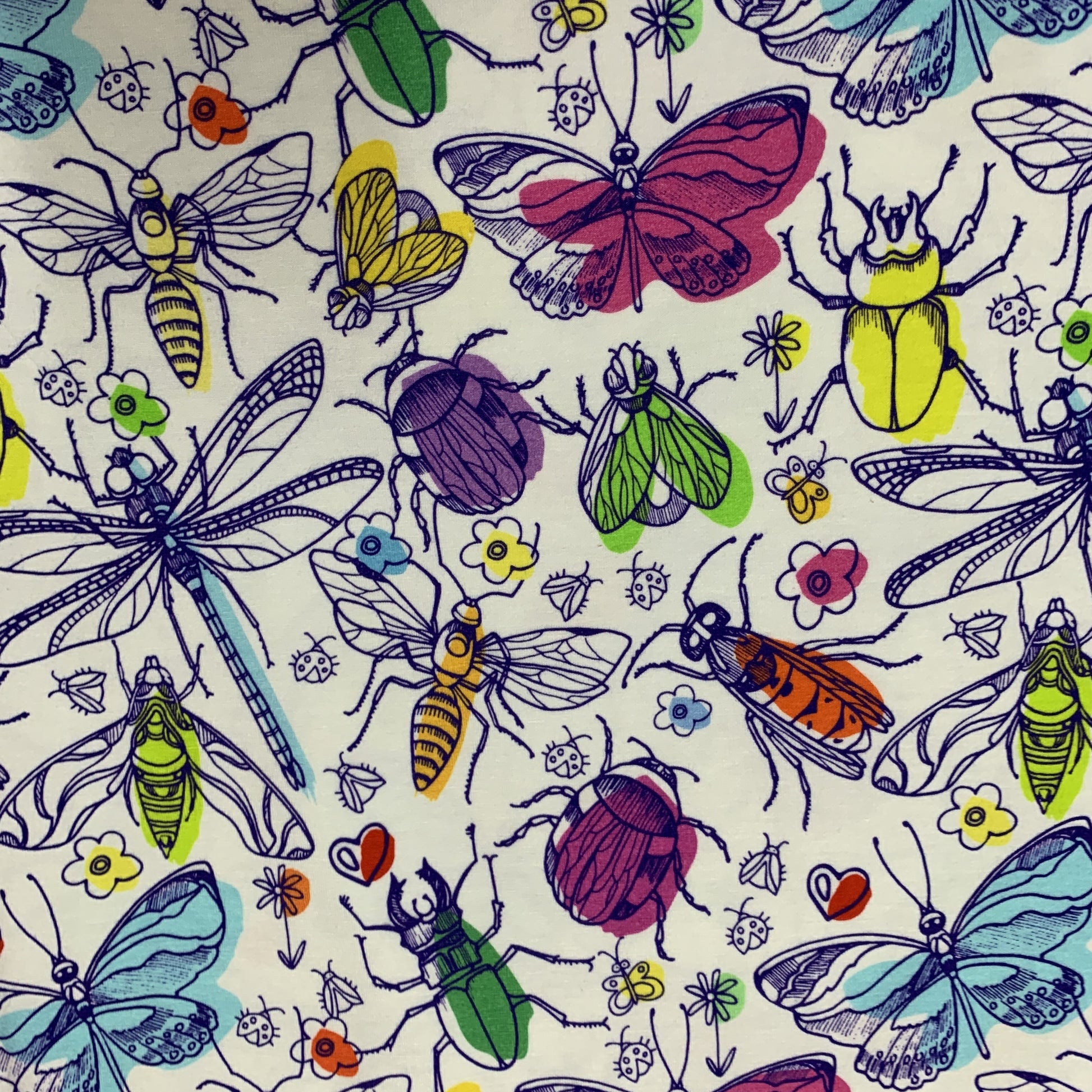 Backyard Bugs on Bamboo Stretch French Terry Fabric - Nature's Fabrics
