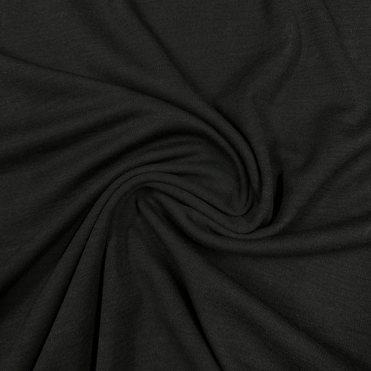 Black 100% Merino Wool Interlock Fabric - 210 GSM - Washable - Seconds - Nature's Fabrics