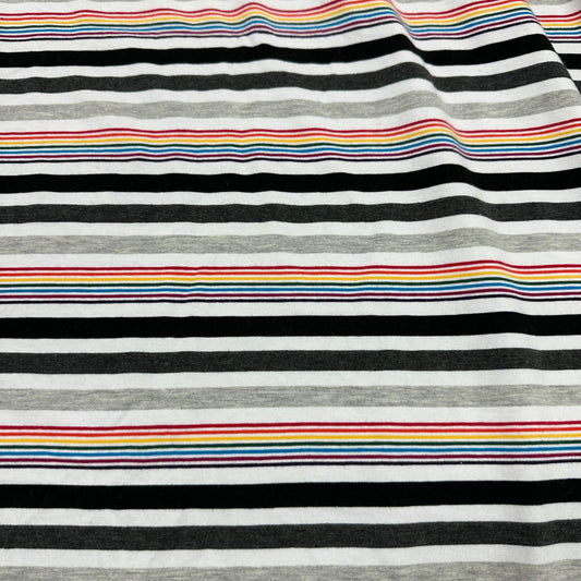 Black and Gray Yard Dyed Stripes on Cotton/Spandex Jersey Fabric - Nature's Fabrics