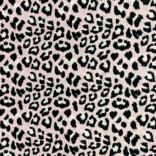 Black and White Leopard on Pink 1 mil PUL Fabric - Made in the USA - Nature's Fabrics