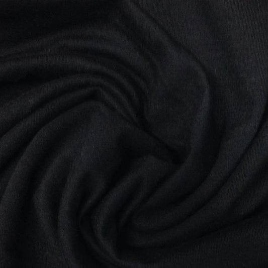 Black Bamboo Stretch French Terry Fabric - 355 GSM - Knit in the USA, $14.49/yd - Rolls