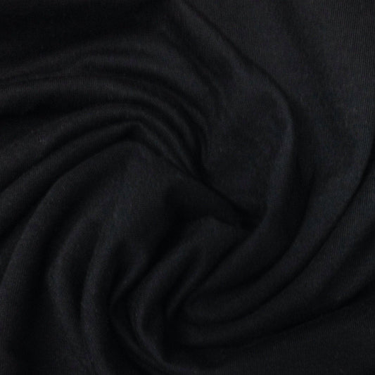 Black Bamboo Stretch French Terry Fabric - 300 GSM, $10.86/yd - Rolls