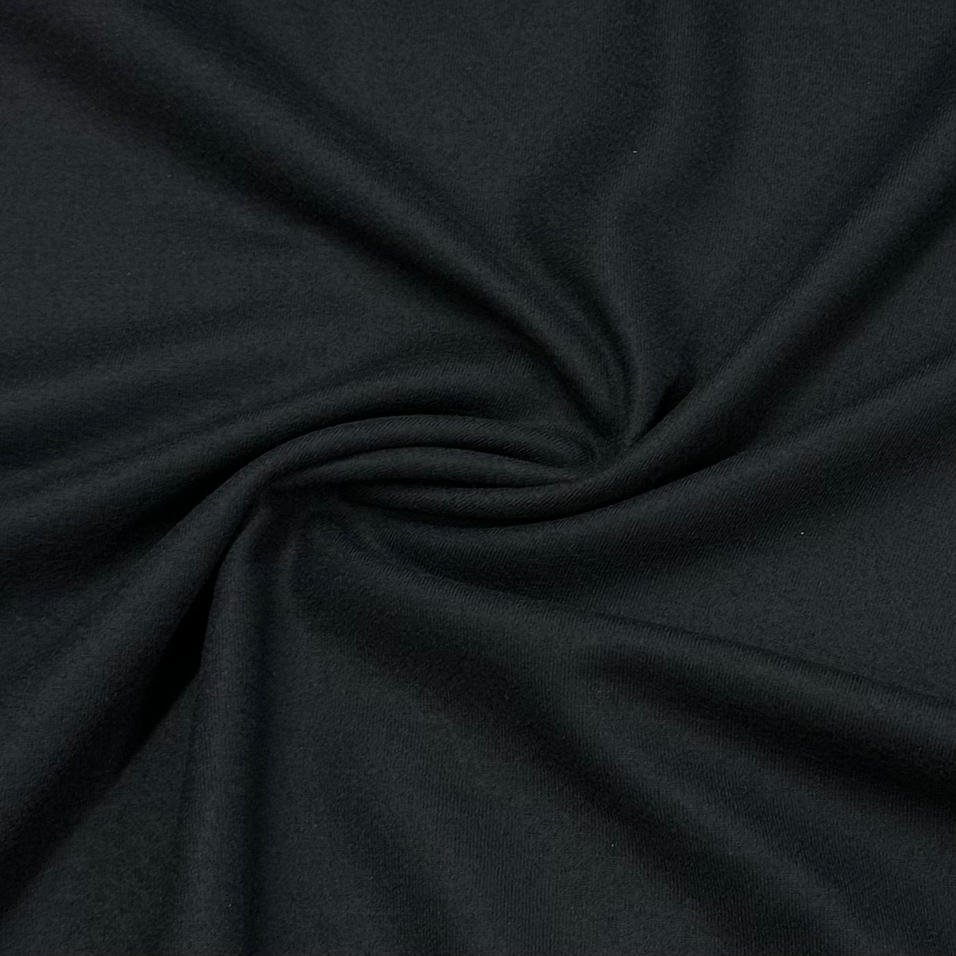 Black Boiled Wool Fabric - Nature's Fabrics