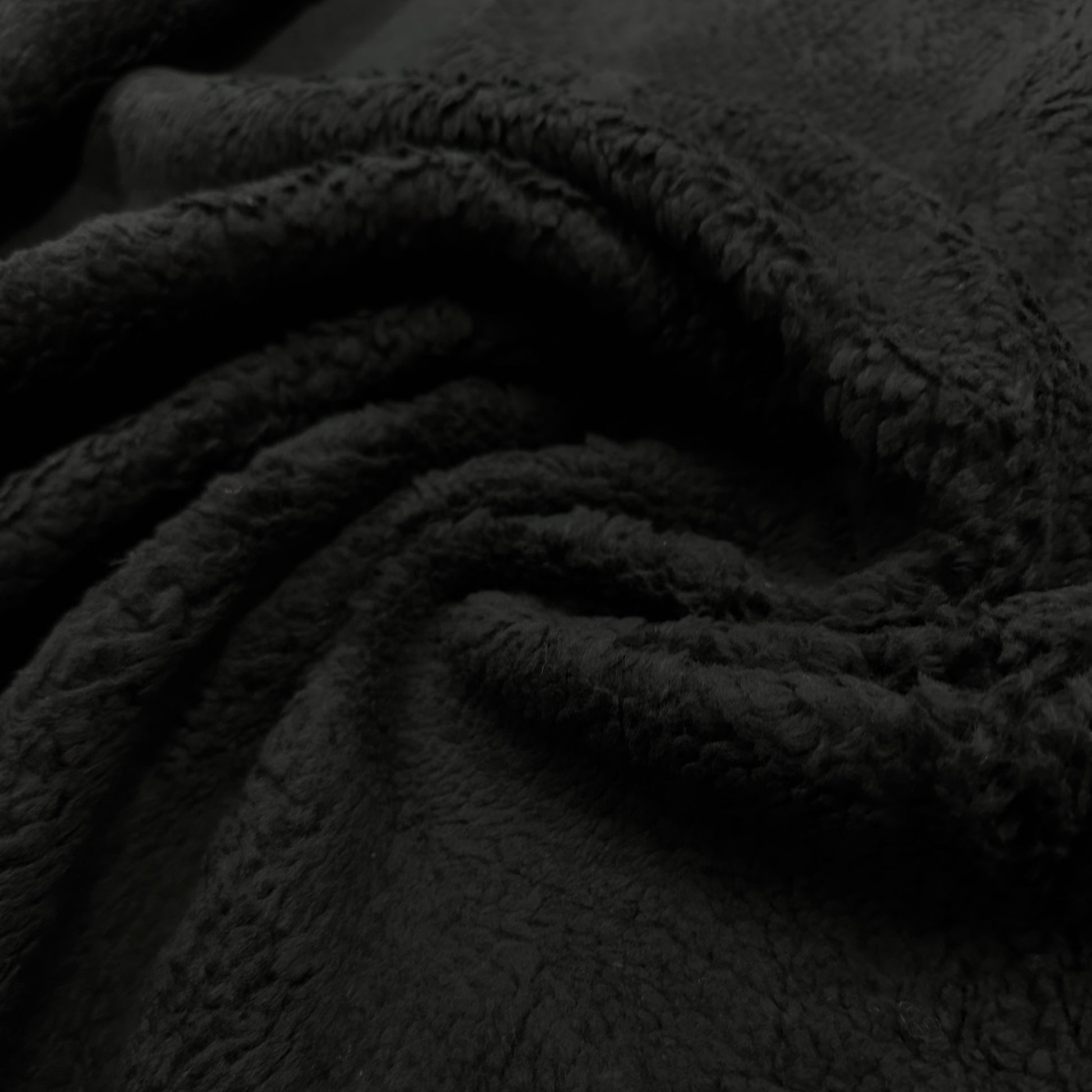 Black Heavy Organic Cotton Sherpa Fabric - 600 GSM - Nature's Fabrics