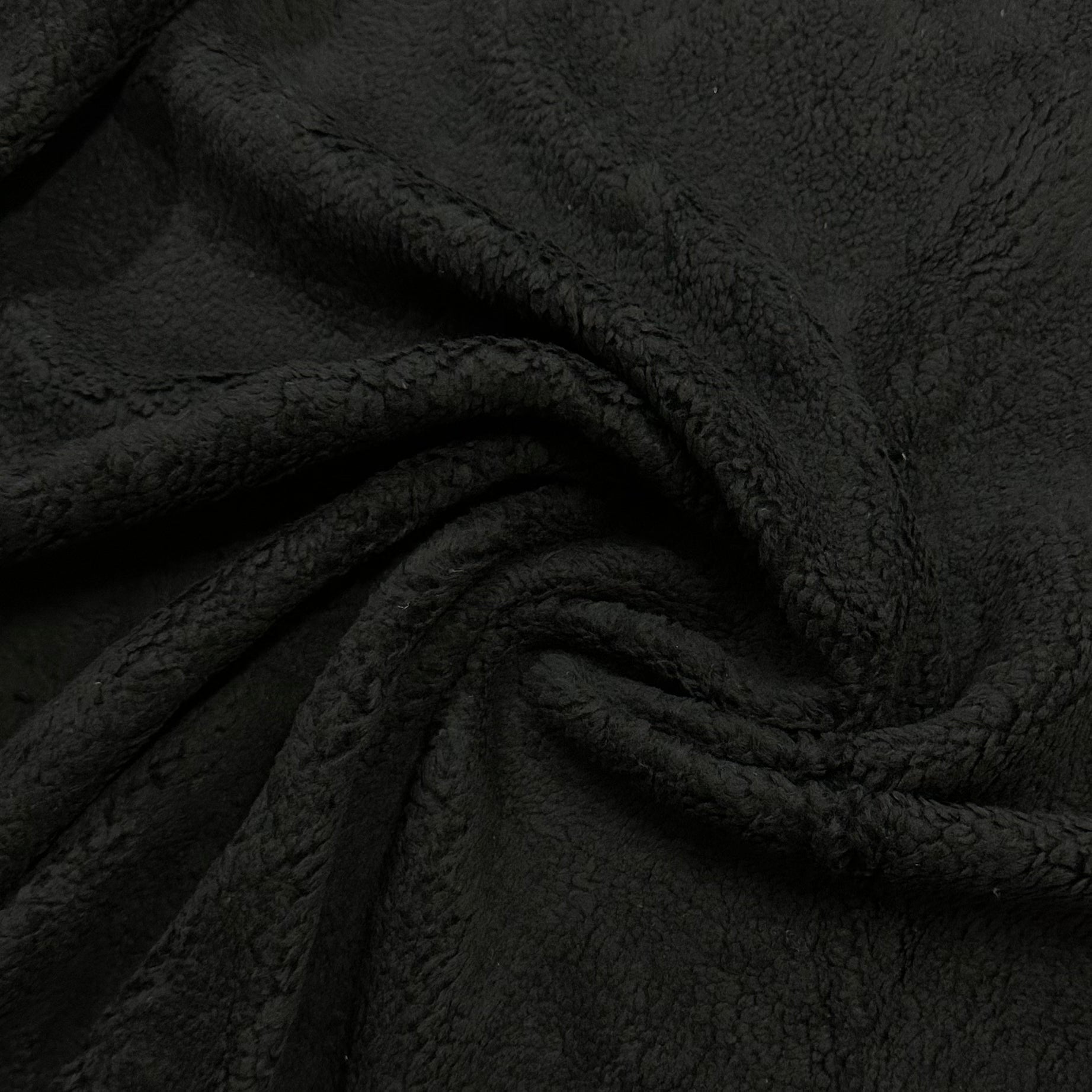 Black Heavy Organic Cotton Sherpa Fabric - 600 GSM - Nature's Fabrics