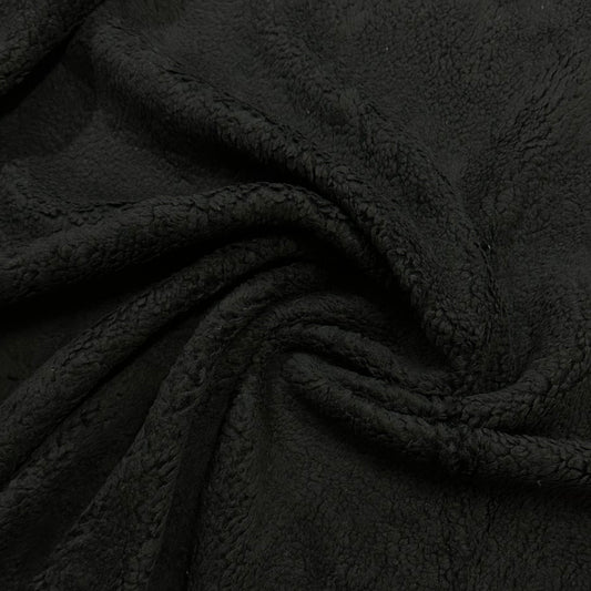 Black Heavy Organic Cotton Sherpa Fabric - 600 GSM - Nature's Fabrics