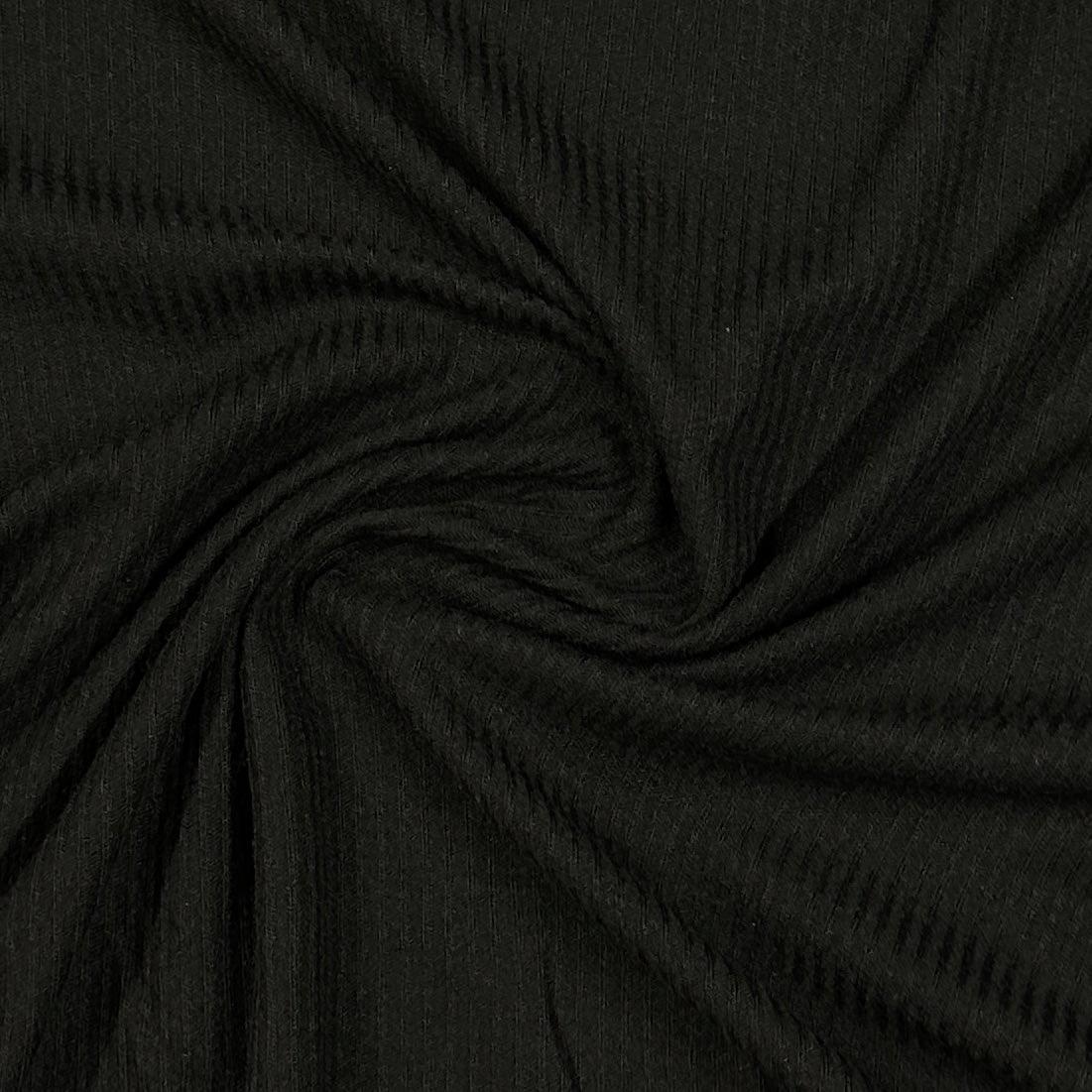 Black Merino Wool Blend Jersey Fabric - Nature's Fabrics