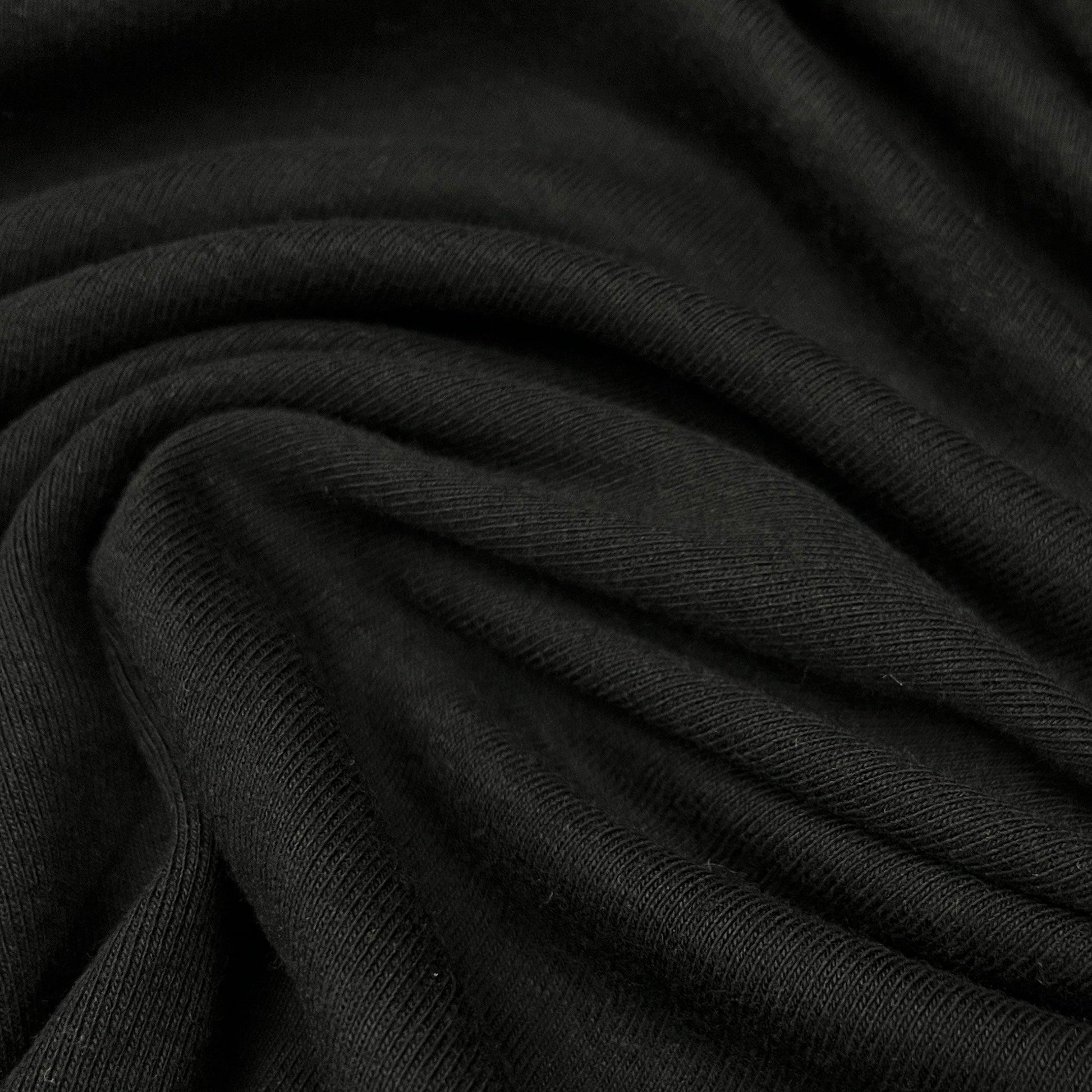 Black Organic Cotton Medium Rib Knit Fabric - Grown in the USA - Nature's Fabrics