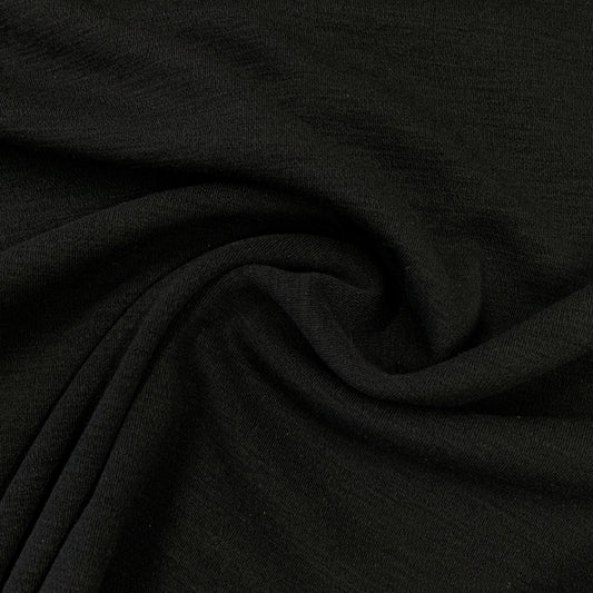 Black Merino Wool/Spandex Interlock Fabric