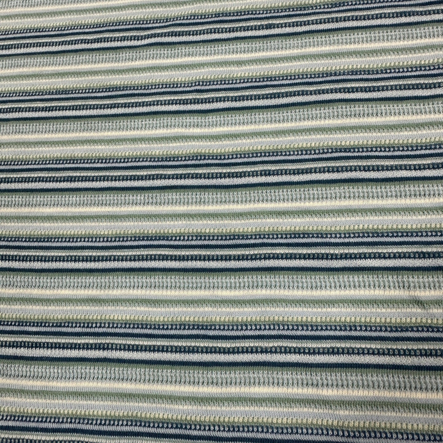 Blue and Green Heavy Stripe Cotton Jersey Fabric - Nature's Fabrics