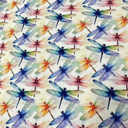 Blue Dragonflies on Bamboo/Spandex Jersey Fabric - Nature's Fabrics