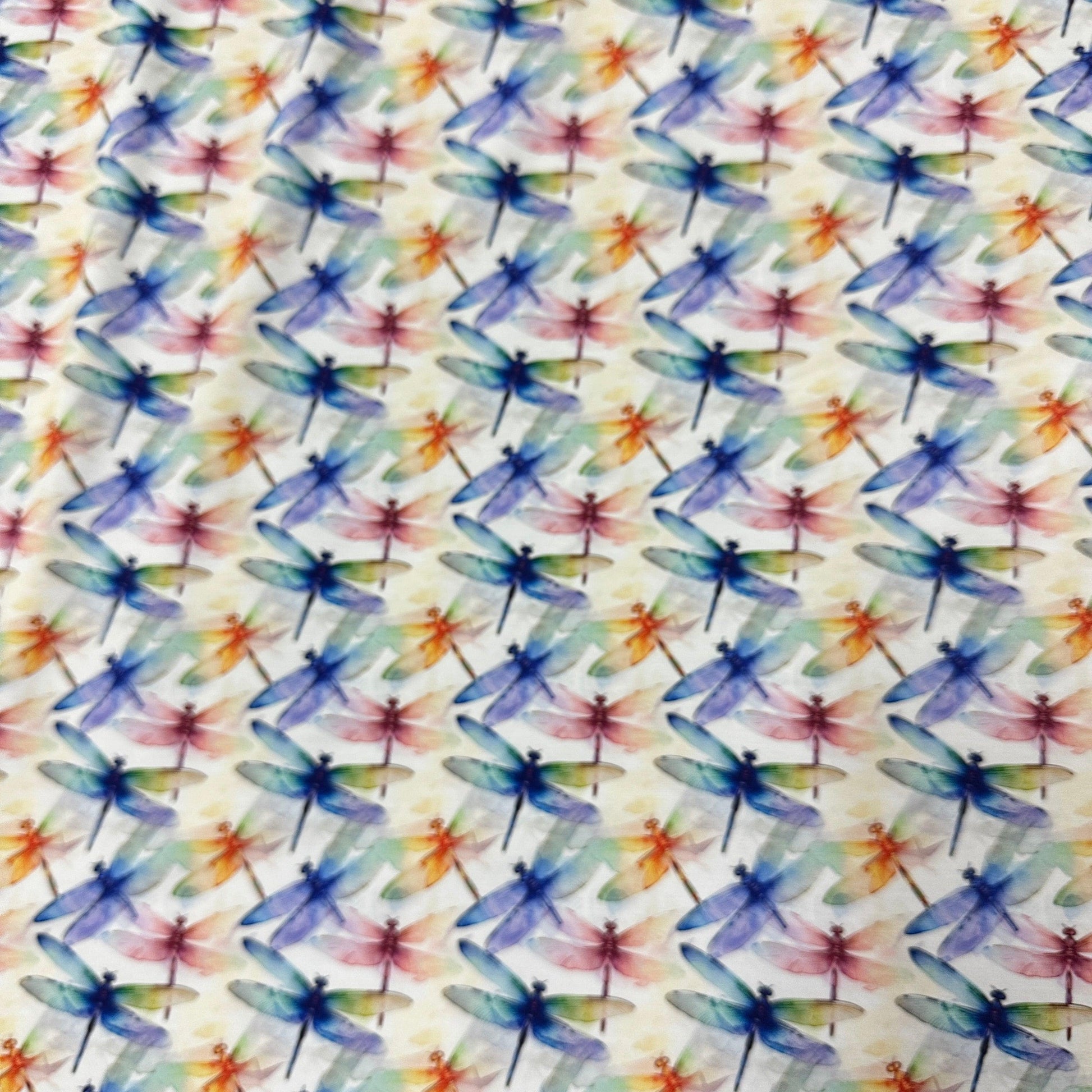Blue Dragonflies on Organic Cotton/Spandex Jersey Fabric - Nature's Fabrics