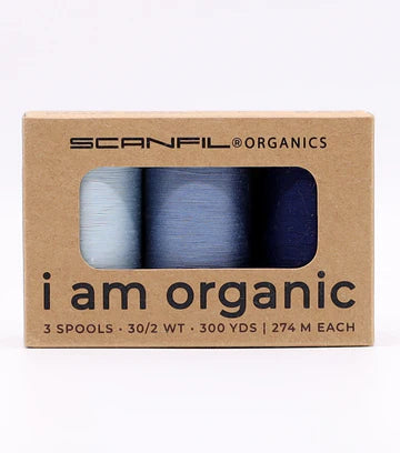 Denim Blues Organic Cotton 30WT 3 Spool Set