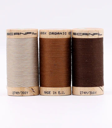 Earthy Browns Organic Cotton 30WT 3 Spool Set