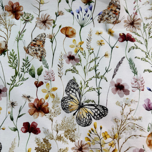 Butterfly Field on Organic Cotton/Spandex Jersey Fabric - Nature's Fabrics