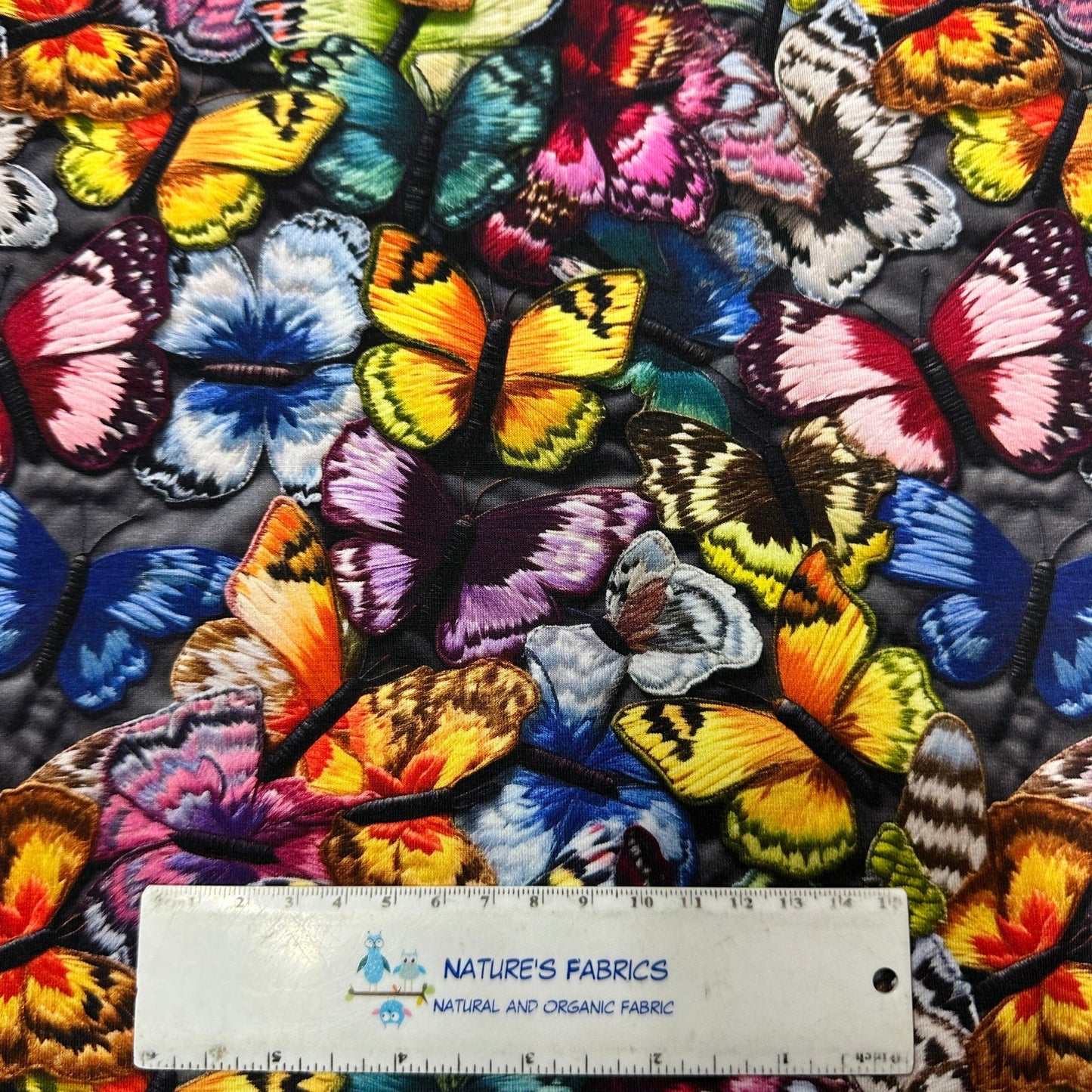 Butterfly Patches on Bamboo/Spandex Jersey Fabric - Nature's Fabrics