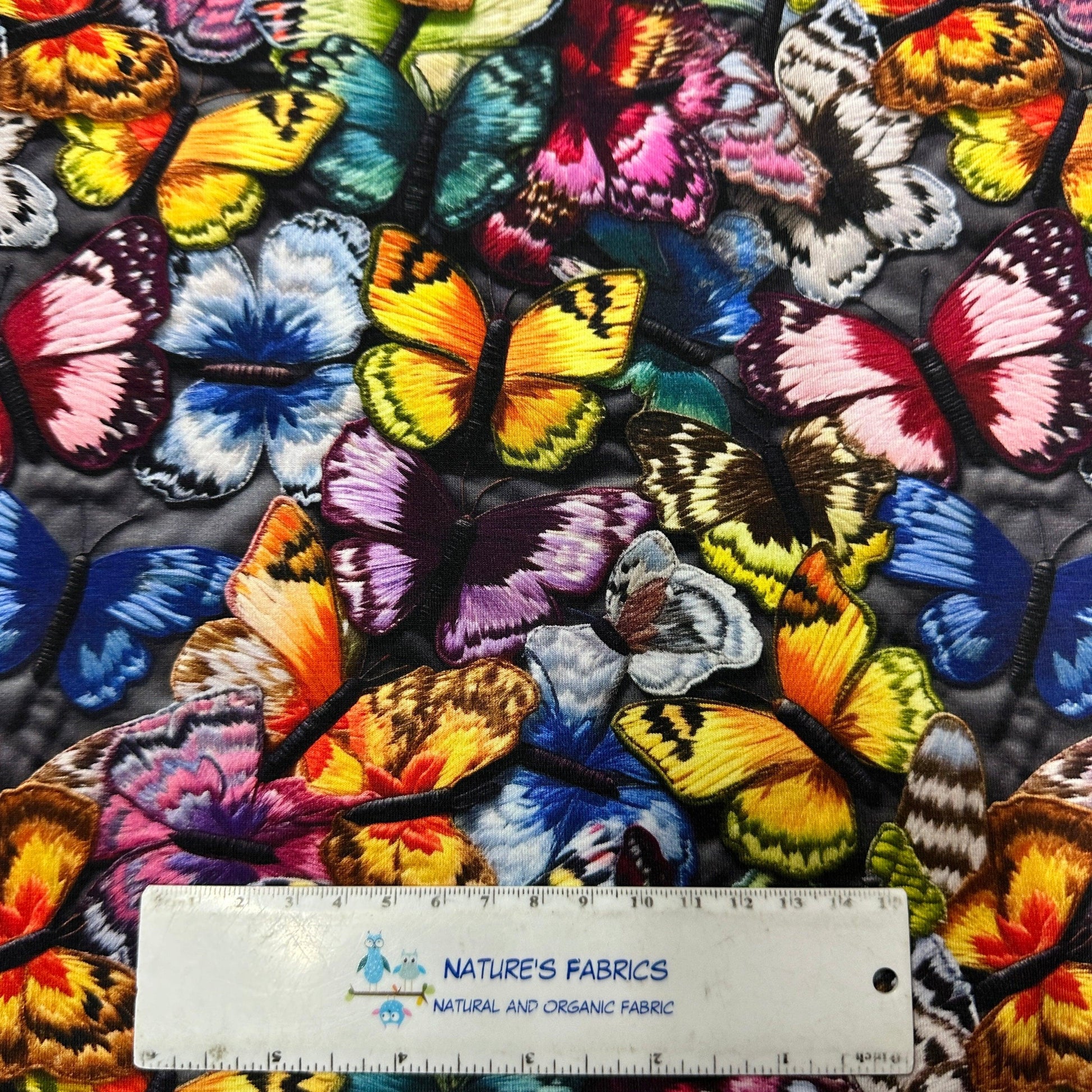 Butterfly Patches on Bamboo/Spandex Jersey Fabric - Nature's Fabrics