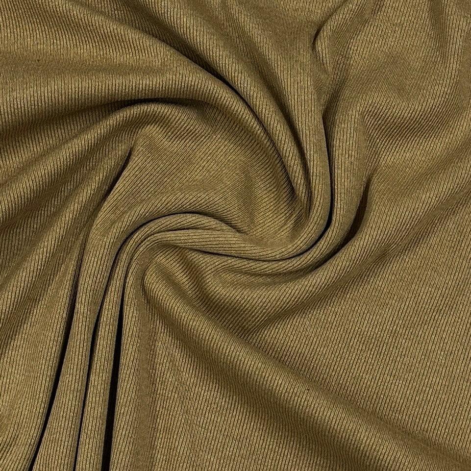 Camel Polyester/Lambswool Blend Rib Knit Fabric - 1x1 - Nature's Fabrics