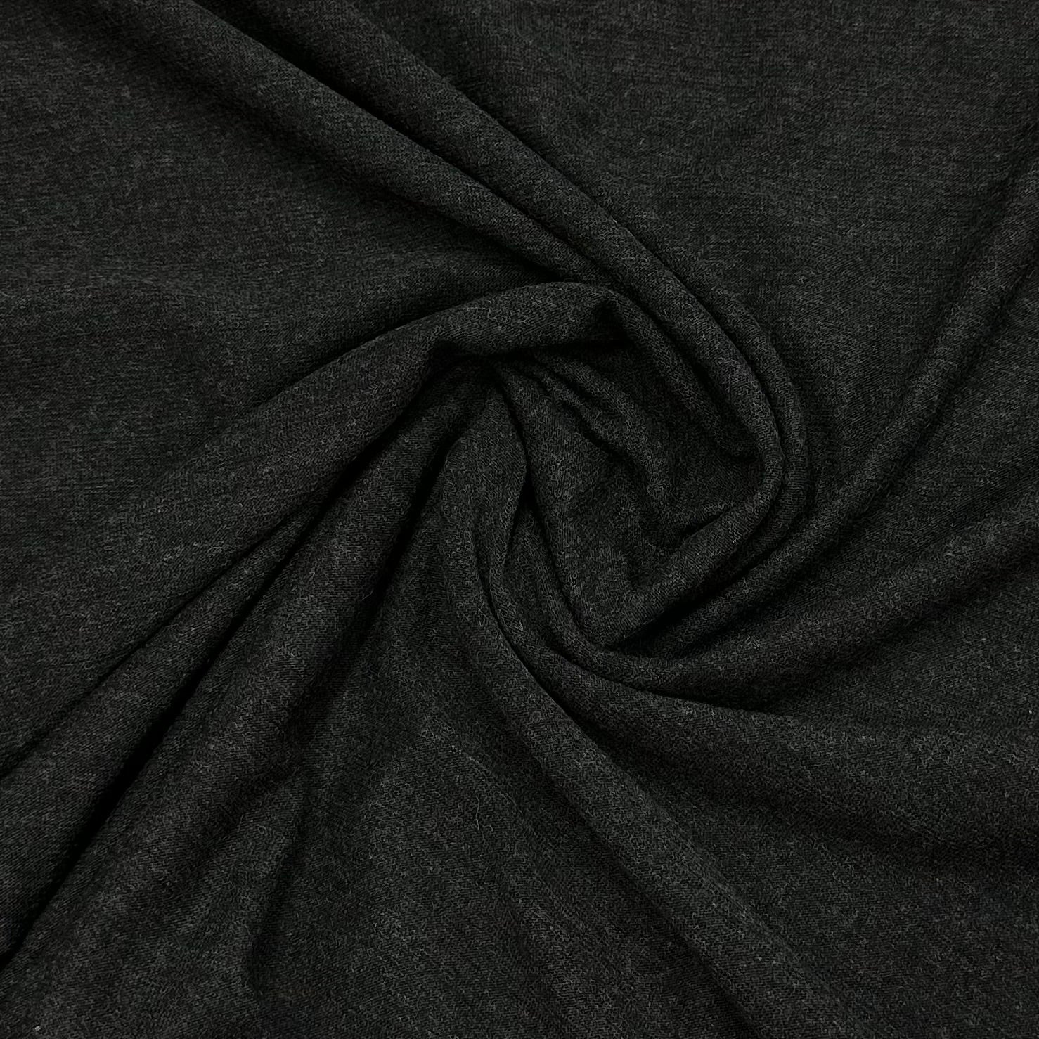 Charcoal Heather 100% Merino Wool Jersey Fabric - 225 GSM - Nature's Fabrics