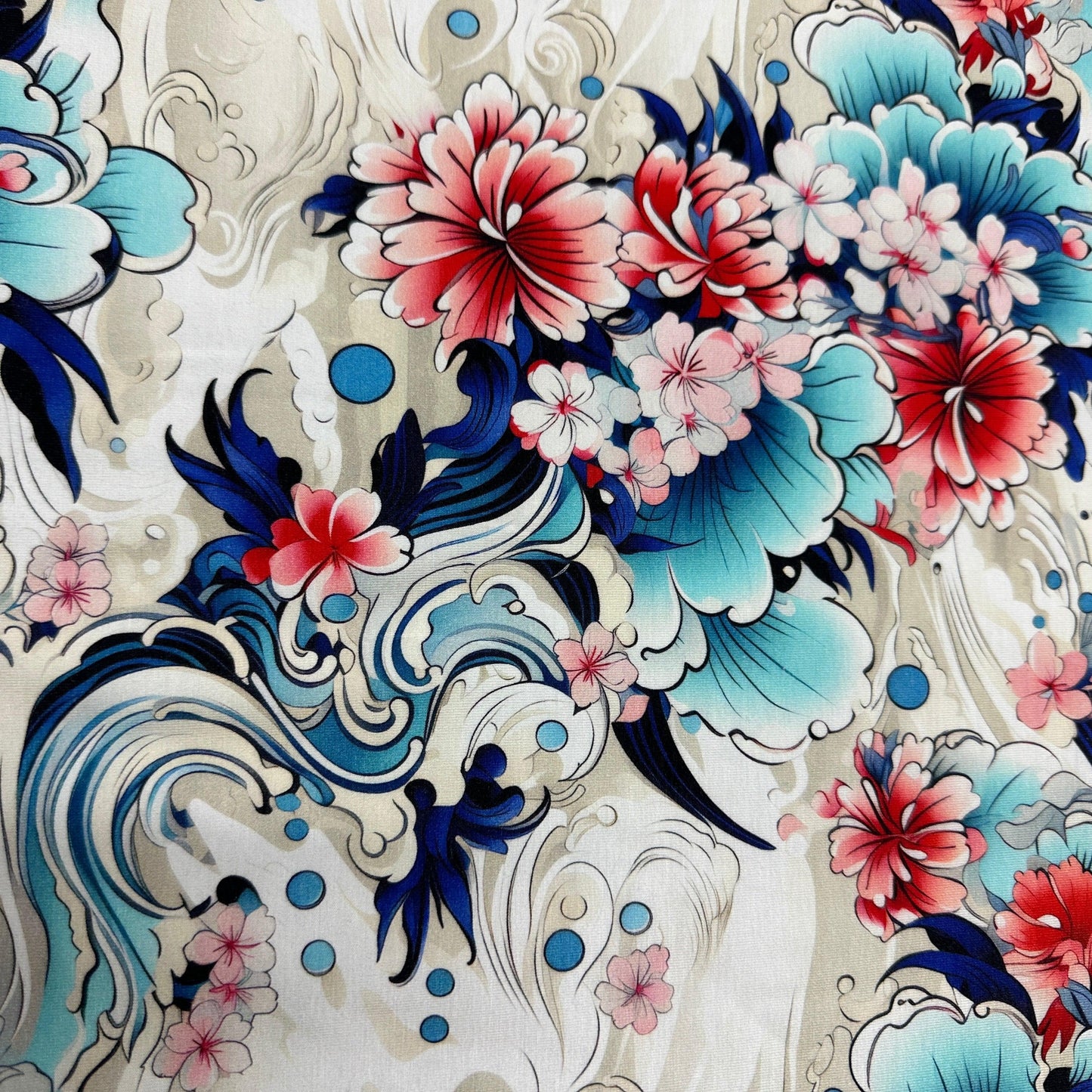 Cherry Blossom Swirl on Bamboo/Spandex Jersey Fabric - Nature's Fabrics