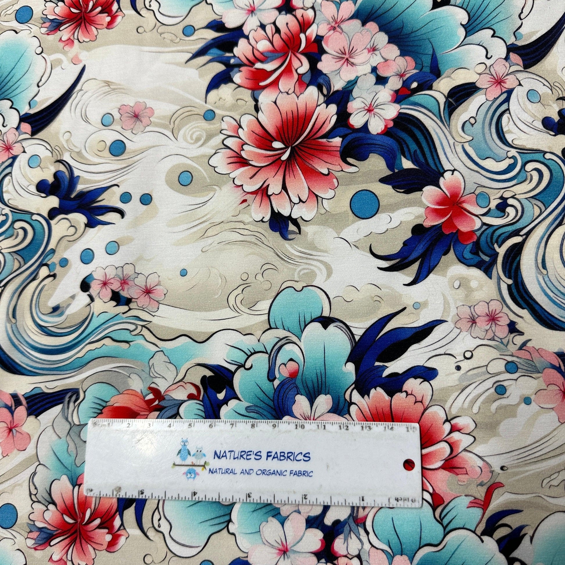 Cherry Blossom Swirl on Bamboo/Spandex Jersey Fabric - Nature's Fabrics
