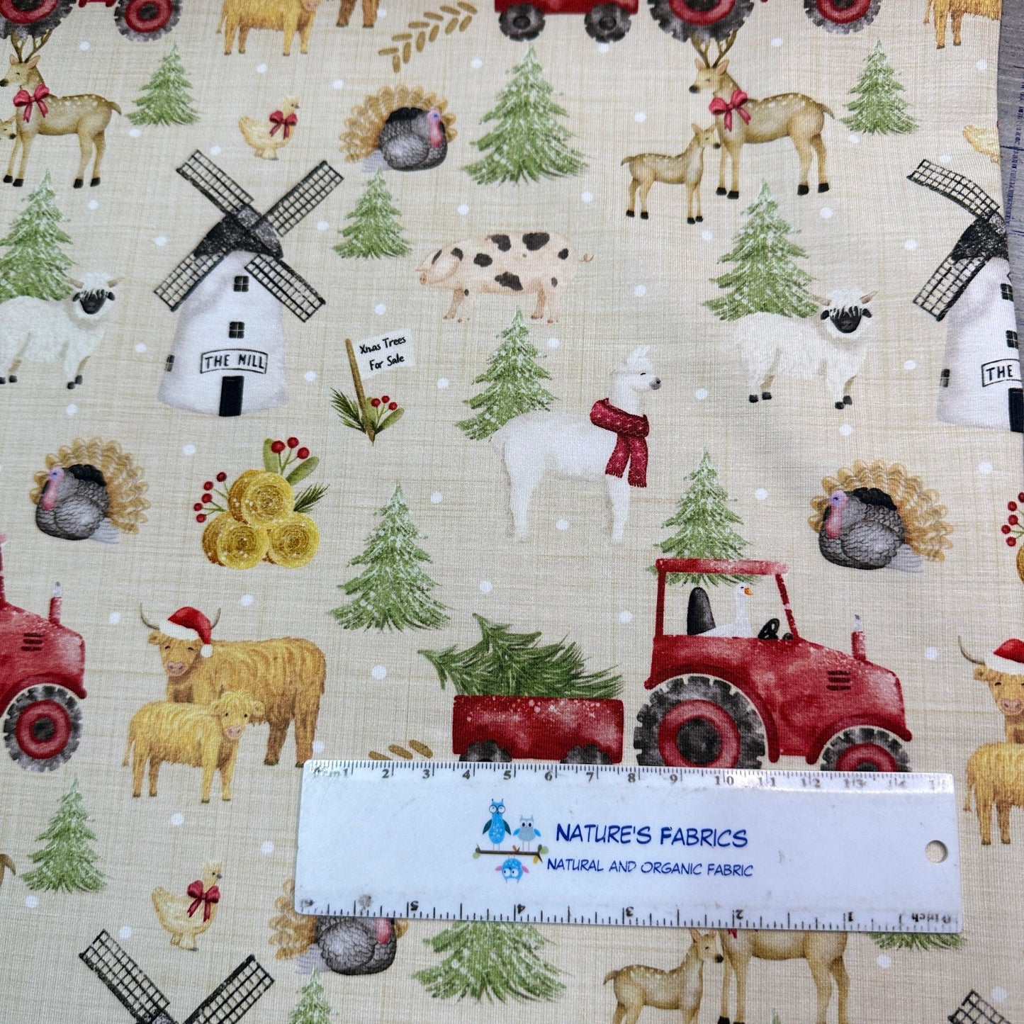Christmas Farm on Bamboo/Spandex Jersey Fabric - Nature's Fabrics
