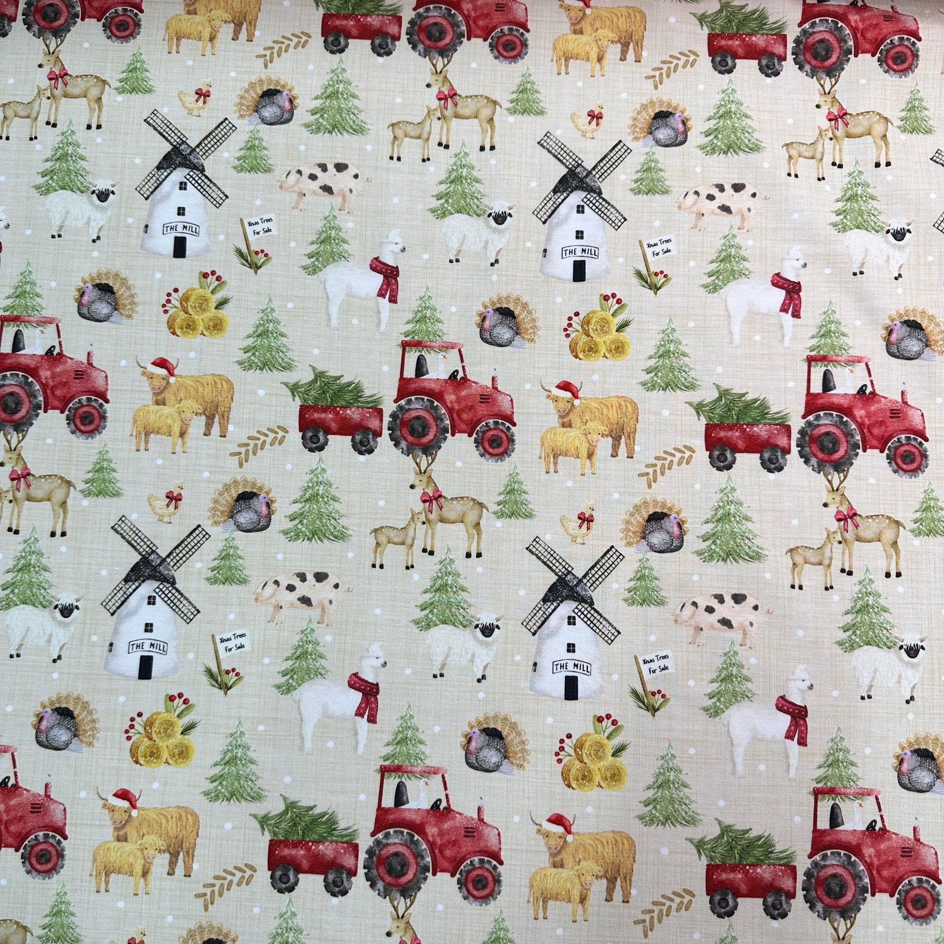 Christmas Farm on Bamboo/Spandex Jersey Fabric - Nature's Fabrics