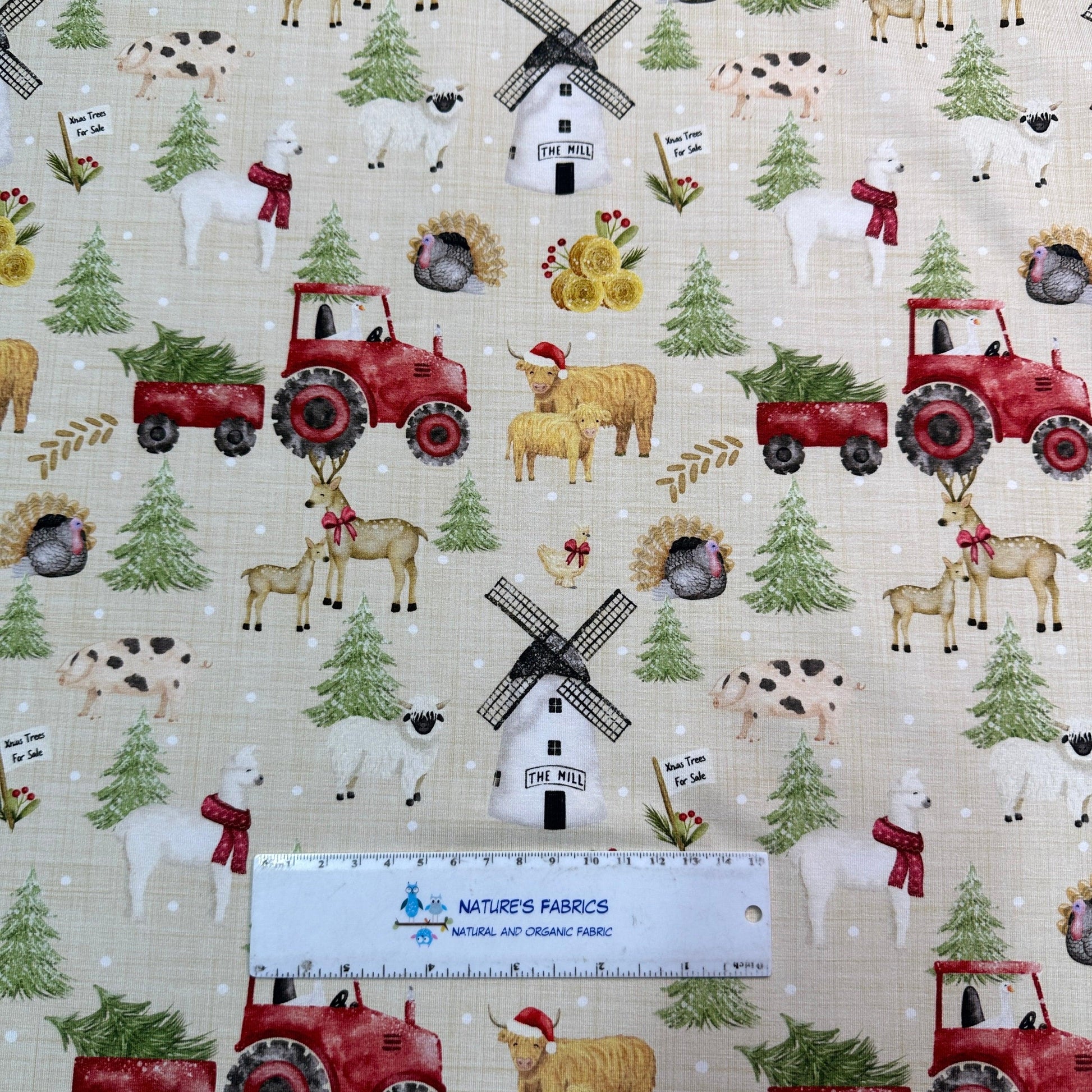 Christmas Farm on Bamboo/Spandex Jersey Fabric - Nature's Fabrics