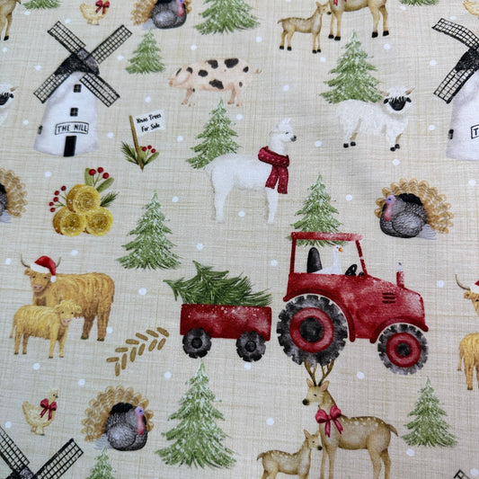 Christmas Farm on Organic Cotton/Spandex Jersey Fabric - Nature's Fabrics