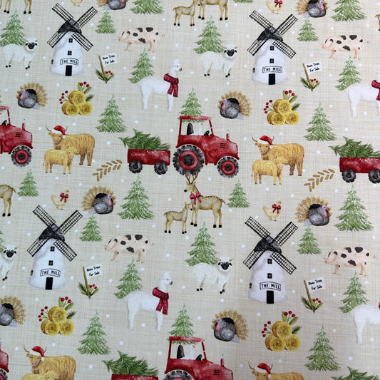 Christmas Farm on Bamboo Stretch French Terry Fabric