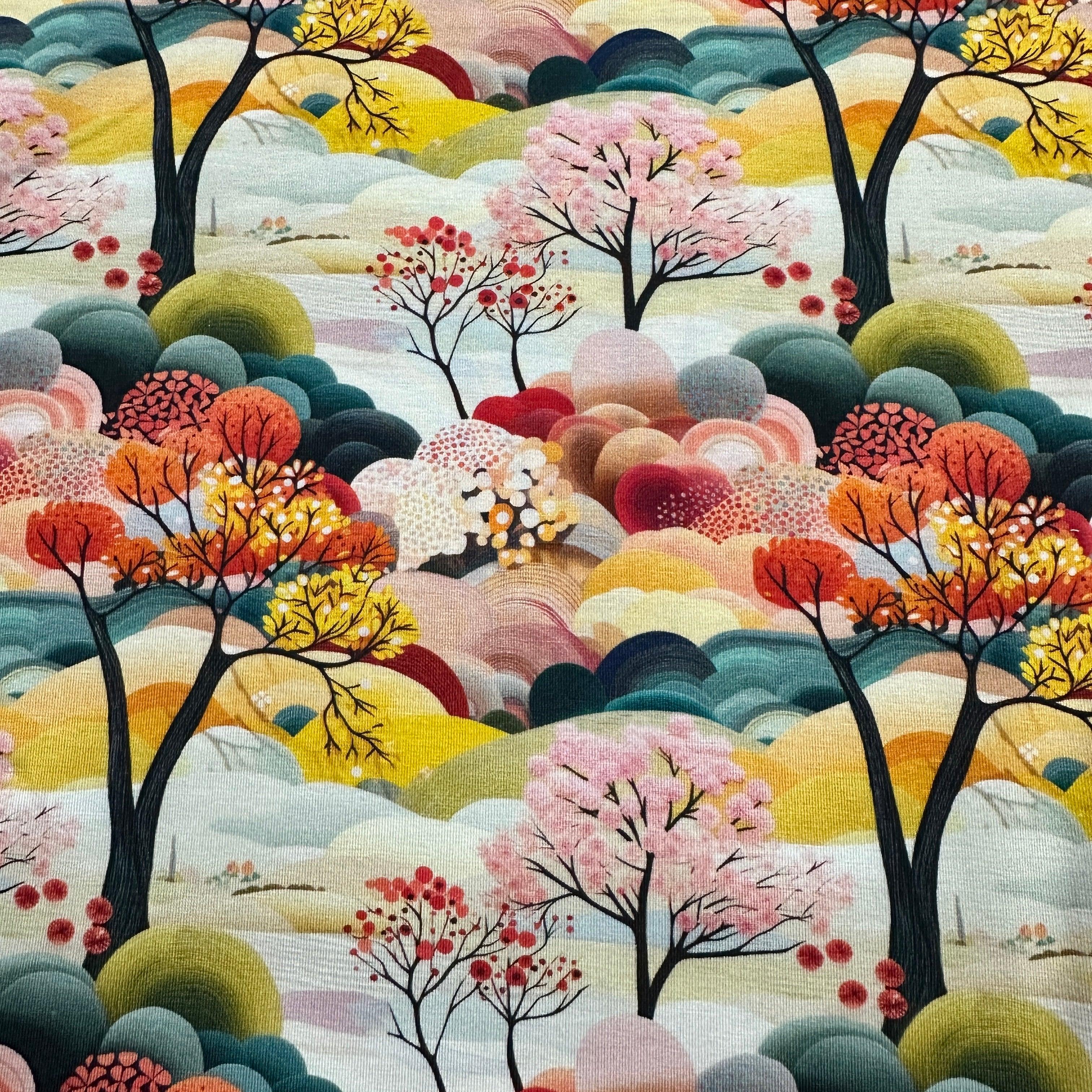 Colorful Natural Murals on Bamboo/Spandex Jersey Fabric – Nature's Fabrics