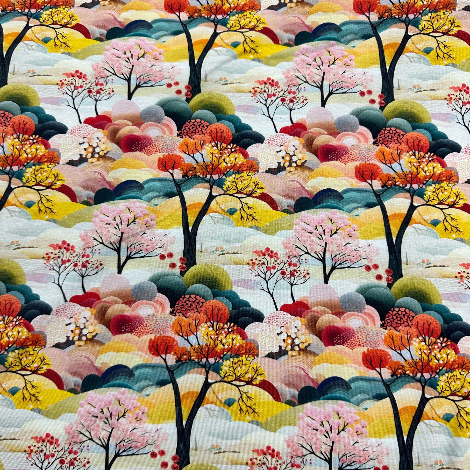 Colorful Natural Murals on Bamboo/Spandex Jersey Fabric - Nature's Fabrics