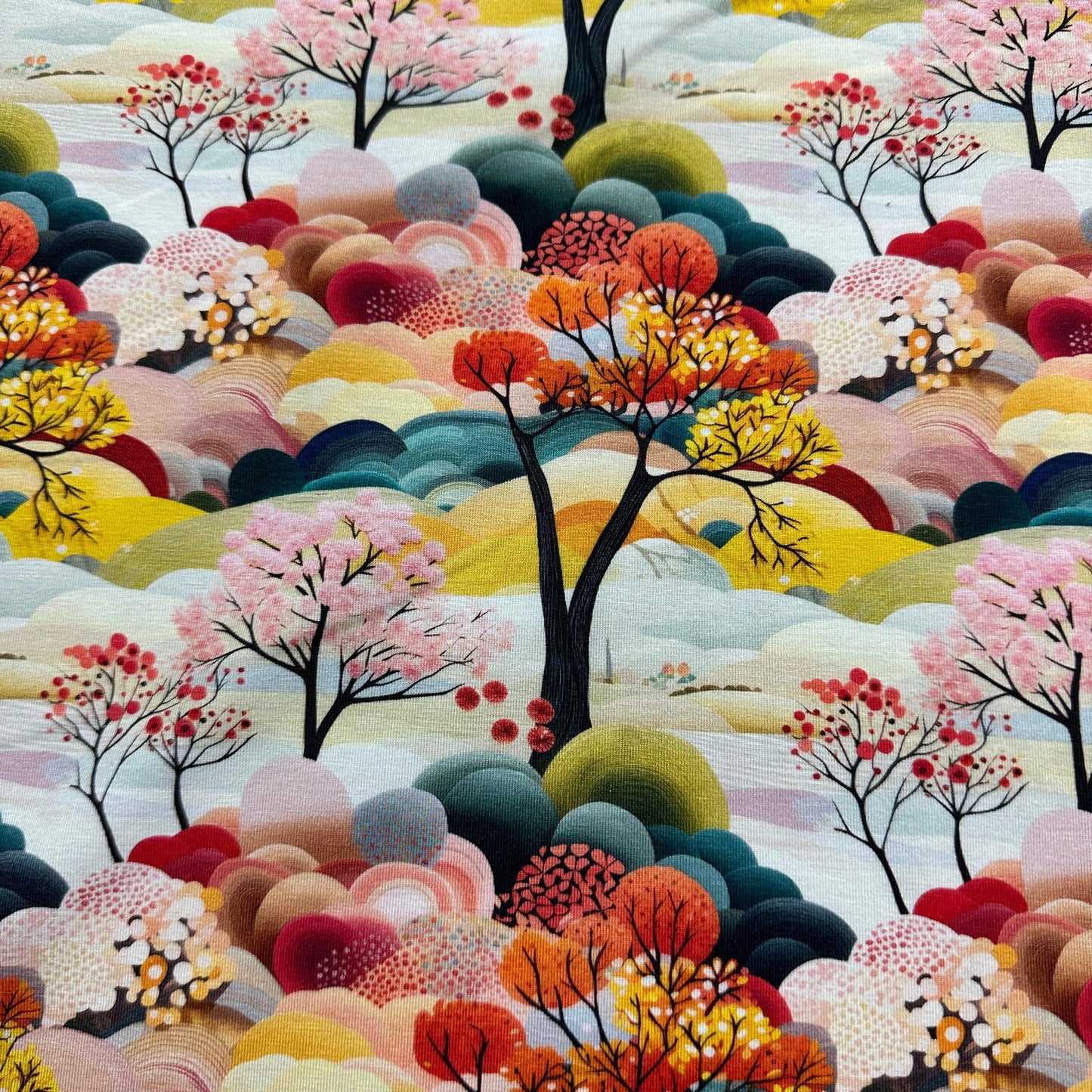 Colorful Natural Murals on Bamboo/Spandex Jersey Fabric - Nature's Fabrics